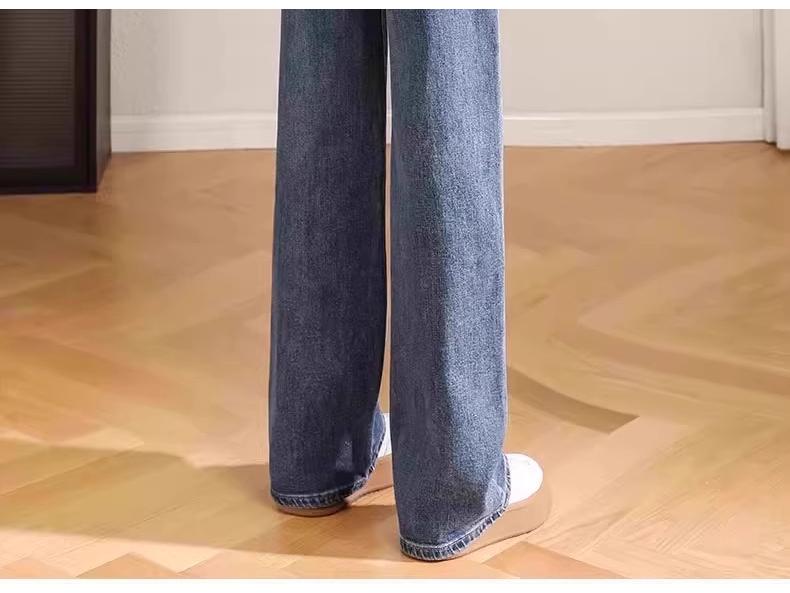 Women's High-Waisted Fleece-Lined Wide-Leg Jeans - Popular Winter 2024 Style