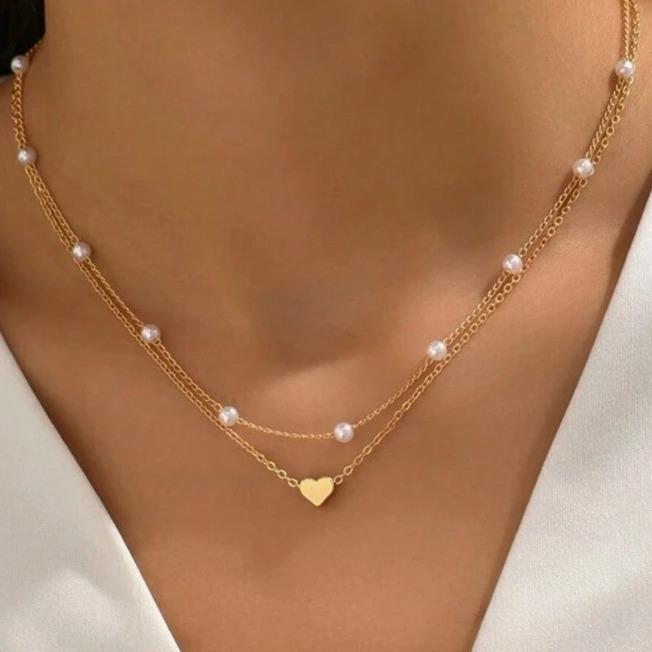 Жемчужное ожерелье с надписью "Love", многослойная подвеска, цепочка для ключицы, женское ретро многослойное ожерелье для ношения слоями