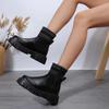Autumn and Winter New Fashion Leather Boots Solid Color Simple Premium Martin Boots Medium Tube Muffin Thick Bottom Spot Wool Mouth Women's Boots