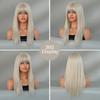 Silver White Layered Straight Wig for Women - Air Bangs Full Cap Wig, Party Halloween Cosplay Machine Made Wig, Silver Options Available