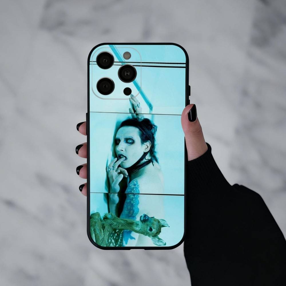 Певец М-Мэрилин Мэнсон Чехол для телефона для iPhone 17pro,16,15,14,13,12,11 Plus,Pro Max,XS,Мягкий силиконовый черный чехол