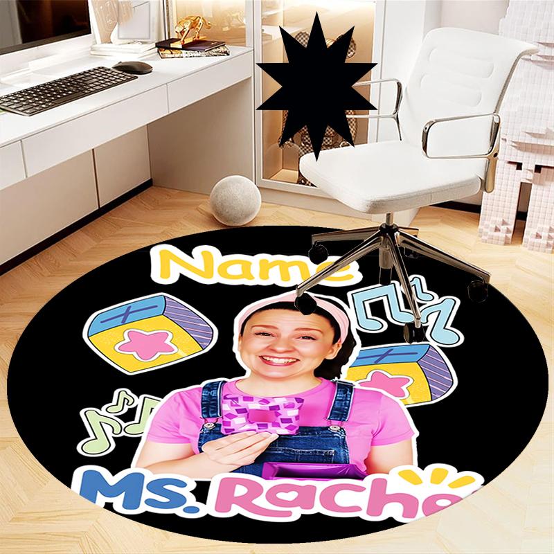 Custom Name Ms. Rachel Printed Round Rug Carpet Chair Rug Area Rug Entryway Doormats,for Office Chair Living Room Bedroom Kitchen Room.