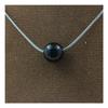 Stones and Minerals. Necklace 1 Black Obsidian Bead 8 Mm Stainless Steel Chain.