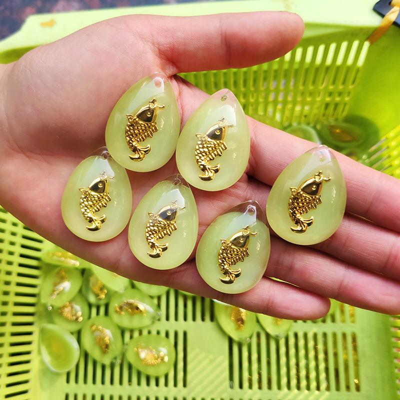 Светящаяся подвеска в виде капли воды с золотой статуей Будды Гуаньинь - невыцветающее ожерелье