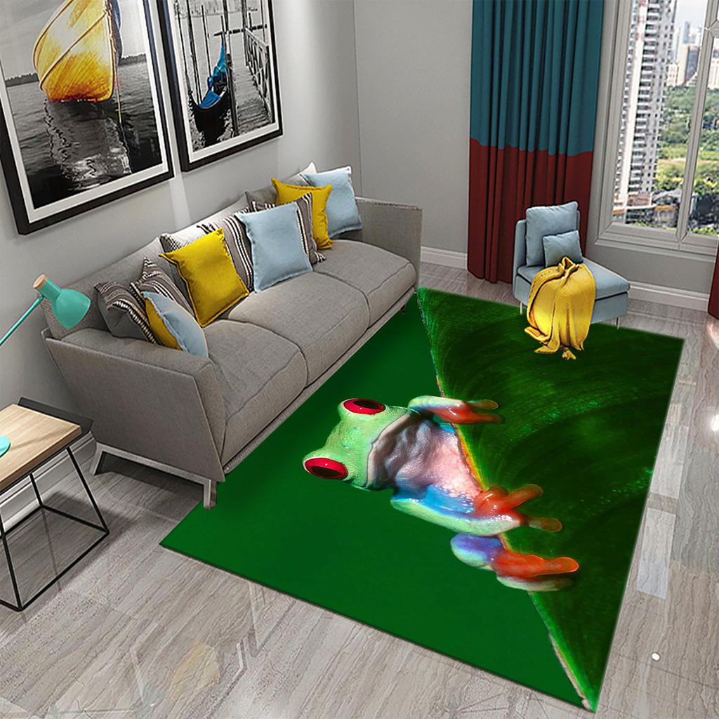 Ковер Лягушка Красочный Милый Ковер с Животным Принтом для Ванной Нескользящий Коврик для Зоны Гостиная Детская Спальня Напольный Коврик Декор для Прихожей