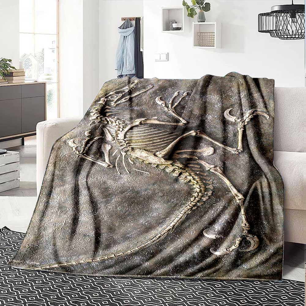 Dinosaur Fossil Display Cozy Blanket Soft Warm Cozy Perfect for Sofa Couch Office Bed Picnics for All Occasions Modern Style Unique Accessory Y3