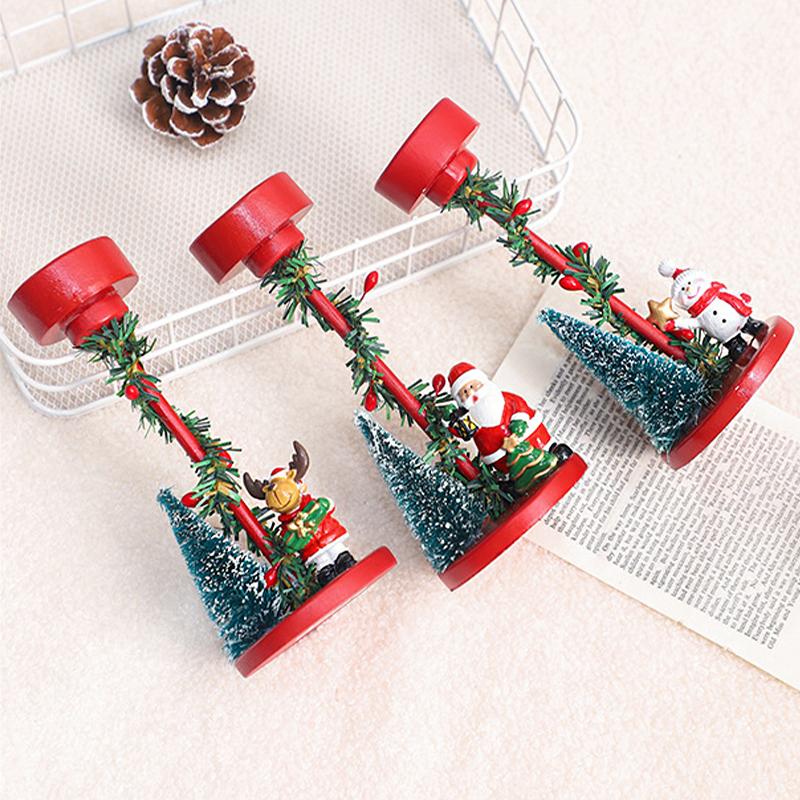 1PC Christmas Trees Festival Red Tabletops Candlestick Decorations Resin Gift Christmas Ornaments Atmosphere