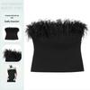 Autumn European & American Style Feather Bustier Slim One-Shoulder Camisole