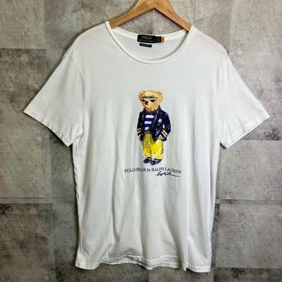 Б/у Current Polo Ralph Lauren Футболка Polo Bear Солнечные очки Custom Slim Fit Белая Размер L Возможен торг. [A0132]