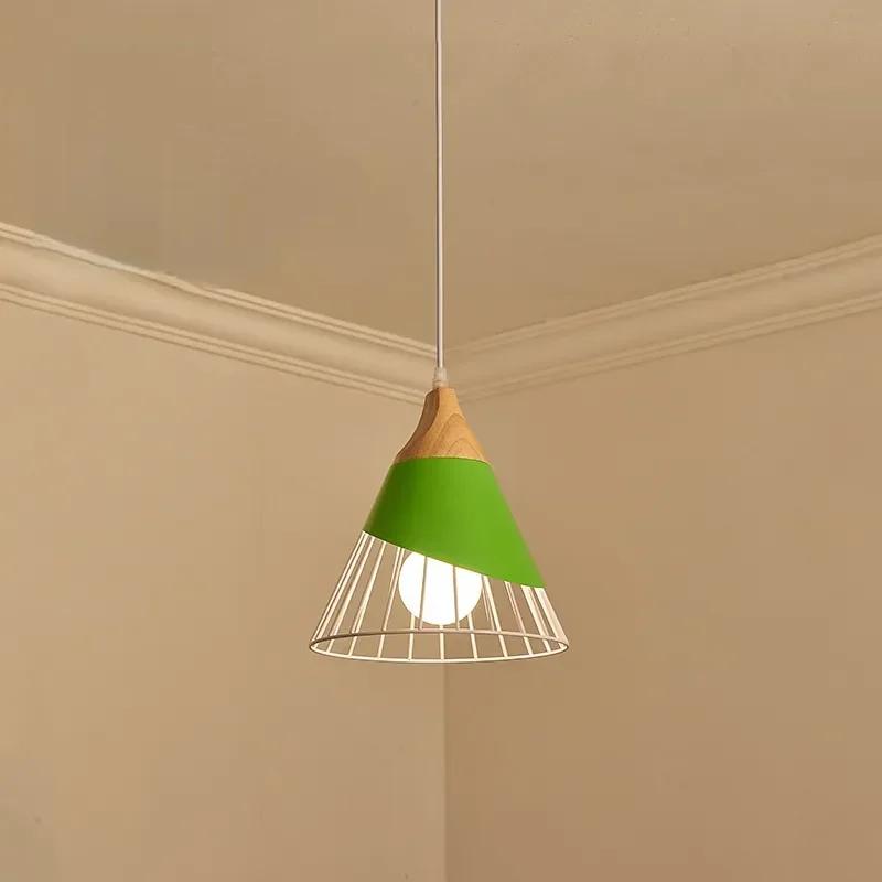Многоцветная люстра из дерева для кафе и ресторана, подвесные светильники из железа, подвесной светильник E27, скандинавский современный домашний декор, бытовая техника