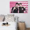 1 Piece Jack  Johnny Sam Colby US Flag Tapestry  Pink Stars  Stripes Design  Perfect for College Dorm  Bedroom Flat Print