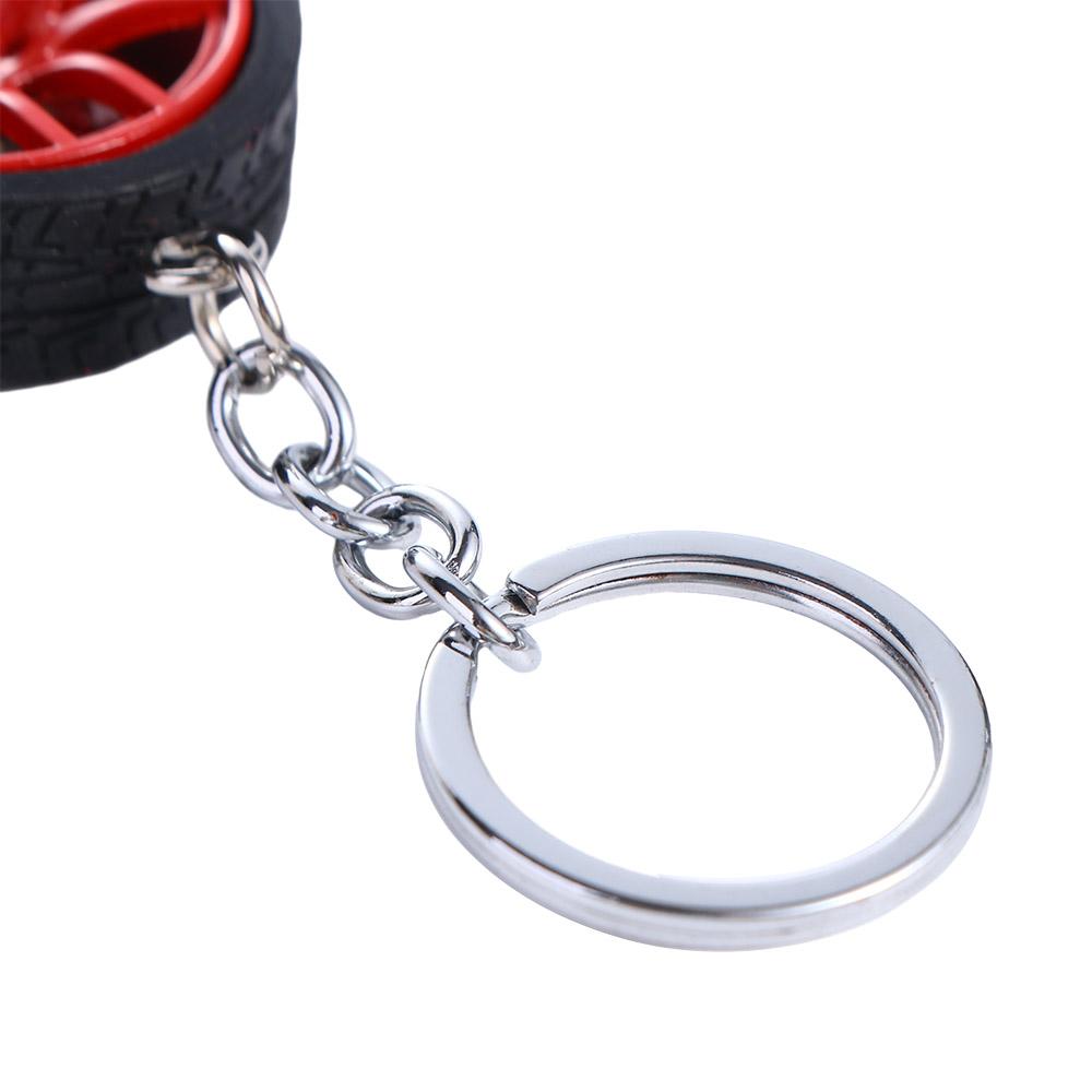 Zinc Zinc Alloy Wheel Rim Rubber Tire Keyring Simulation Tire Car Wheel Keychain Key Accessories