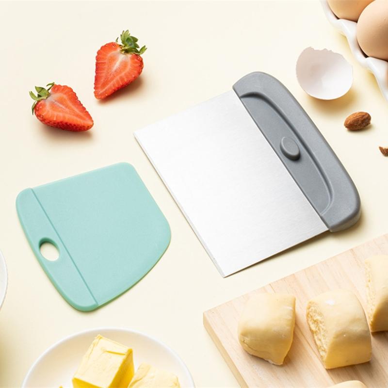 2 in 1 Stainless Steel Dough Scraper Set Pastry Scraper for Bread Cake Pizza Baking Flexible Bowl Scraper Dough Scraper Tools