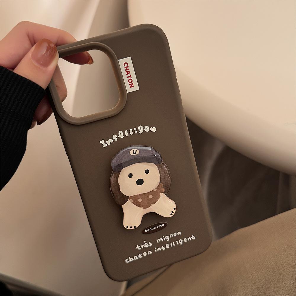 Чехол-подставка для телефона с мультяшным щенком, совместим и подходит для iPhone 16, 15, 14, 13/12, promax