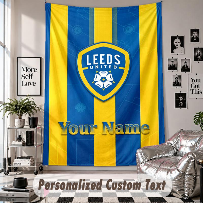 Wall Hanging Tapestry With Custom Name & Text, Leeds United Decorative Tapestry For Bedroom
