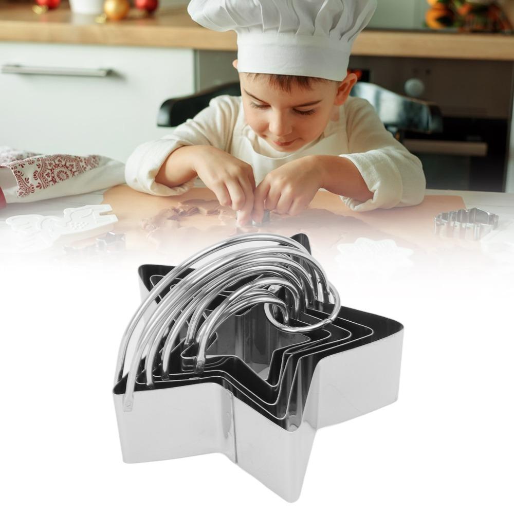 5pcs Stainless Steel Biscuit Cutter Molds With Handle Stainless Steel Cookie Cutters Holiday Baking
