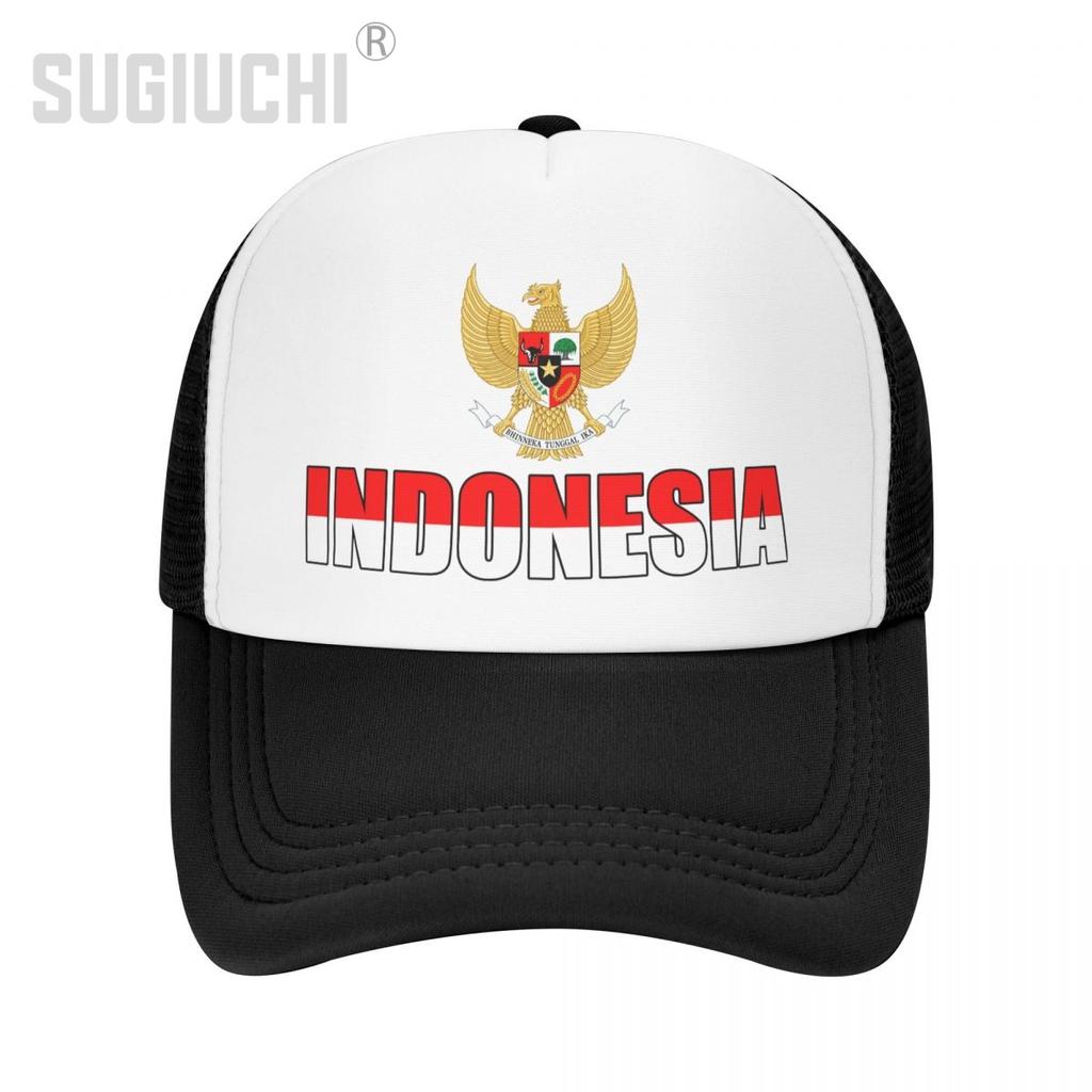 Mesh Cap Hat Indonesia Letter Flag Emblem Trucker Birthday Gift for Unisex WoUnisex Born All the People Retro Baseball Caps Cool
