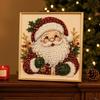 Sparkling 3D Painting Canvas DIY Christmas Faux Pearl Art Kit with Frame, Santa Stress Relief Crafting Activities Beads Craft for Adults Beginner,