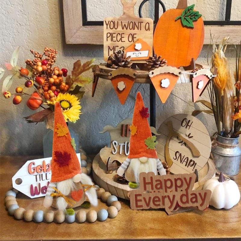 Осенние Кленовые Гномы Кукла Мягкая Фланелевая Ткань Ручная Работа Сезонный Дисплей Для Украшения Каминной Полки И Декоры Для Подарков