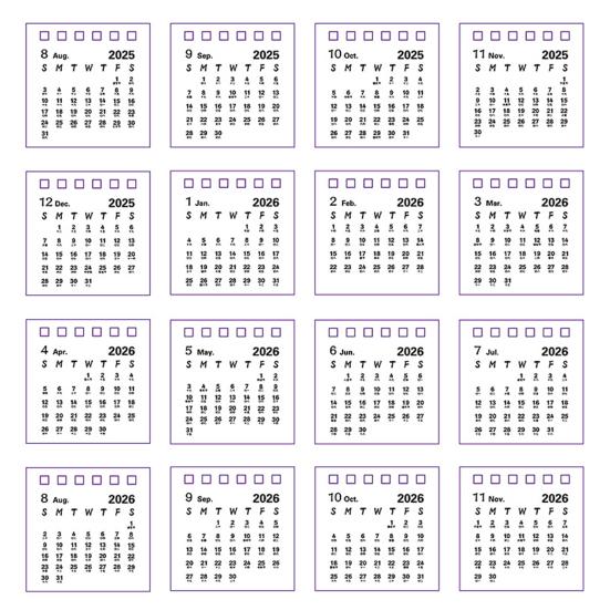 2026 Mini Desktop Calendar Cute Cartoon Desk Planner with Spiral Binding Small Planning Notebook