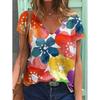 Beautiful Flower T Shirt For Women Fashion V-neck Short Sleeve Female Clothing Street Casual Tee Shirt New Trendy Girls T-shirt