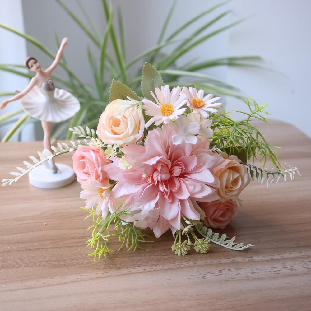 Шелковый материал Дизайн шелковых георгин и гортензий Искусственные шелковые цветы Декор для вечеринки, свадьбы, дома