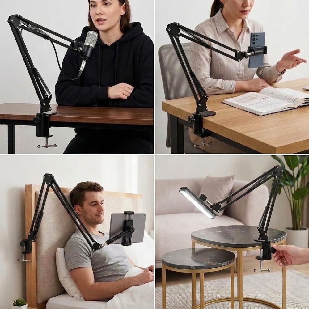 2pcs Adjustable Positioning Screw Microphone Stand Clamp Table Clamp C-Shaped Clamp Mic Suspension
