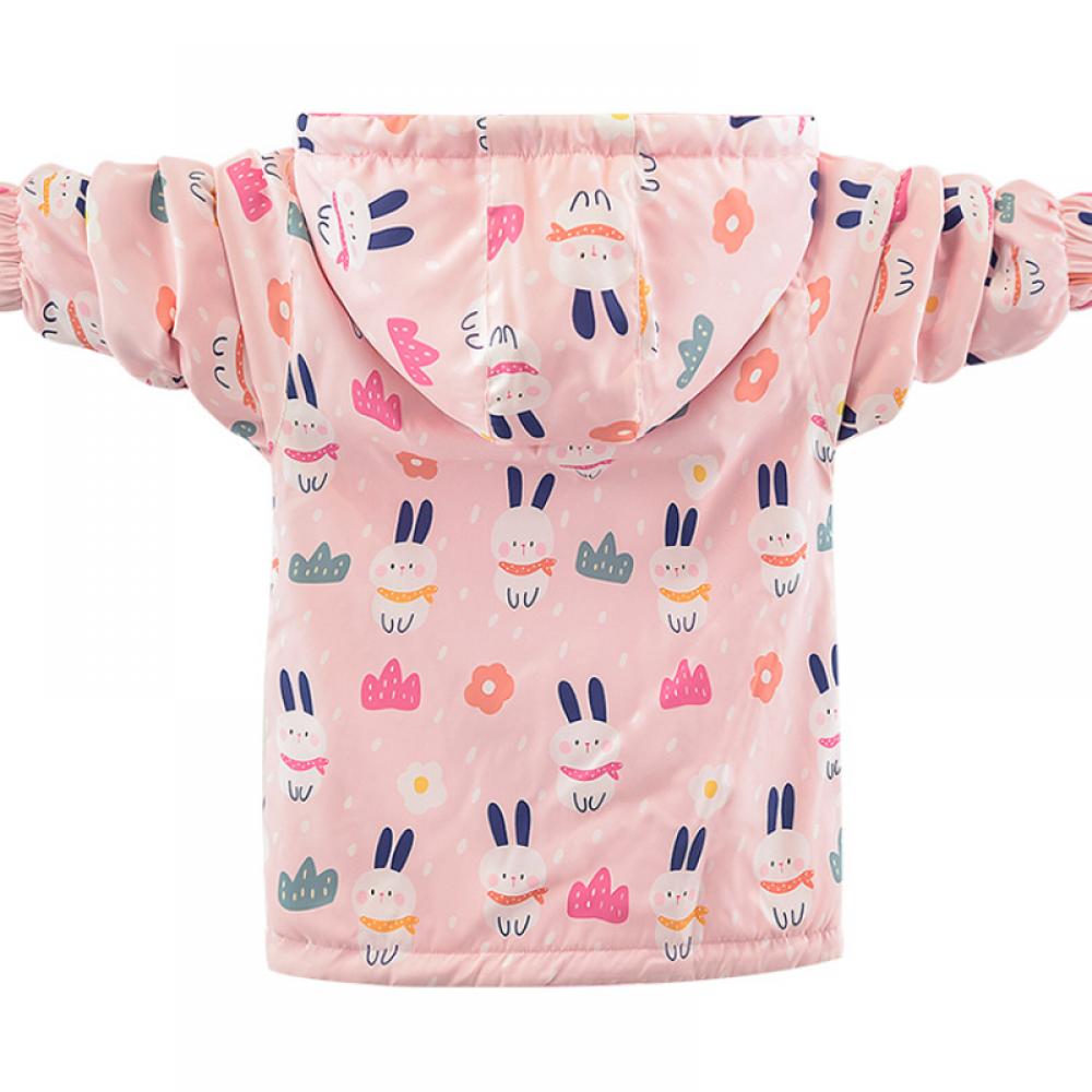 Детская одежда Весна и осень Двусторонняя флисовая подкладка для девочек Куртки для маленьких и средних размеров Детская рубашка на молнии в мультяшном стиле