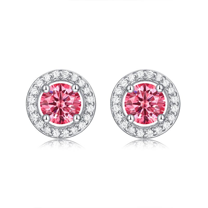 Bague Ringen Серебро S925 с мозаикой из камня Mosan 0,5 карата, круглая сумка, серия новых женских розовых ногтей для ушей