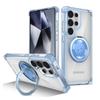 KEYSION Прозрачный чехол для MagSafe для Samsung Galaxy S25 Ultra 5G 360° Магнитное кольцо-подставка Беспроводная зарядка Прозрачный чехол для телефона
