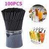 100Pcs Black Plastic Flexible Straws Suitable for Cocktail Nights Outdoor Celebration Drinks and Party Supplies