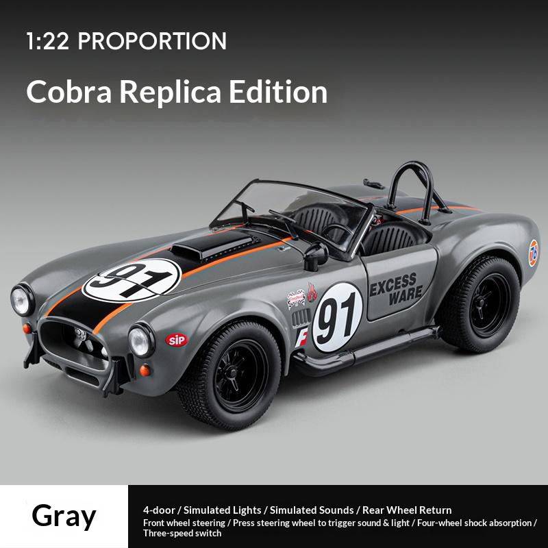 1/22 Ford Shelby Cobra Реплика Литой Модель Автомобиля Кабриолет Ретро Коллекция Классический Автомобиль Игрушечная Машина Подарок Мальчику на Праздник День Рождения
