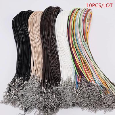 10 шт./лот, диаметр 1,5 мм, шнур из натуральной кожи, ожерелье с застежкой, регулируемая плетеная веревка для изготовления ювелирных изделий, ожерелье, браслет