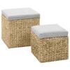 Footrest - vidaXL - Water Hyacinth - 2 Pcs - Grey - Comfortable and Practical