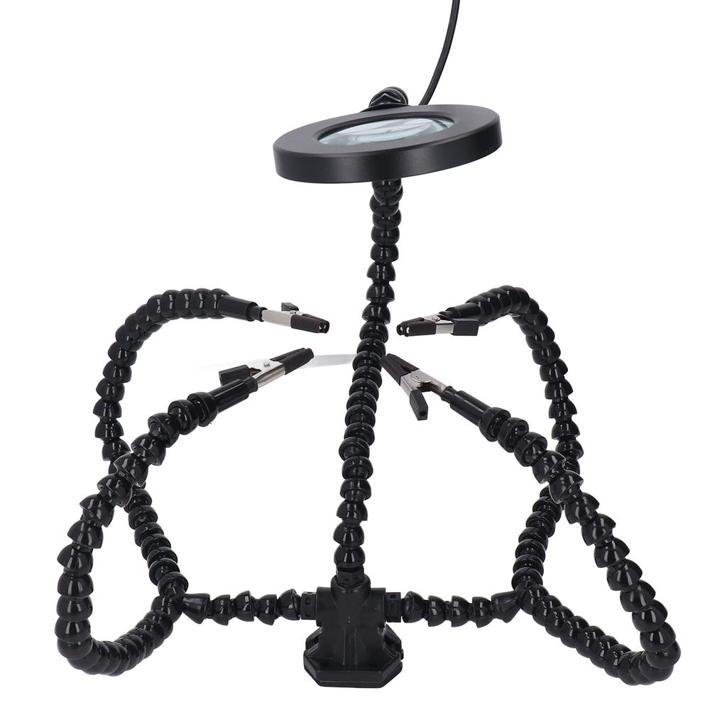 Рука помощи при пайке 5 челюстей 3X USB лупа ABS гибкие ручки свет паяльная станция черный