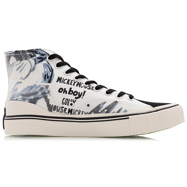 Disney x Li Ning Нескользящие Износостойкие Обувь для Баланса Высокие Кеды Женские Черный Бежевый Белый AGCQ324-1