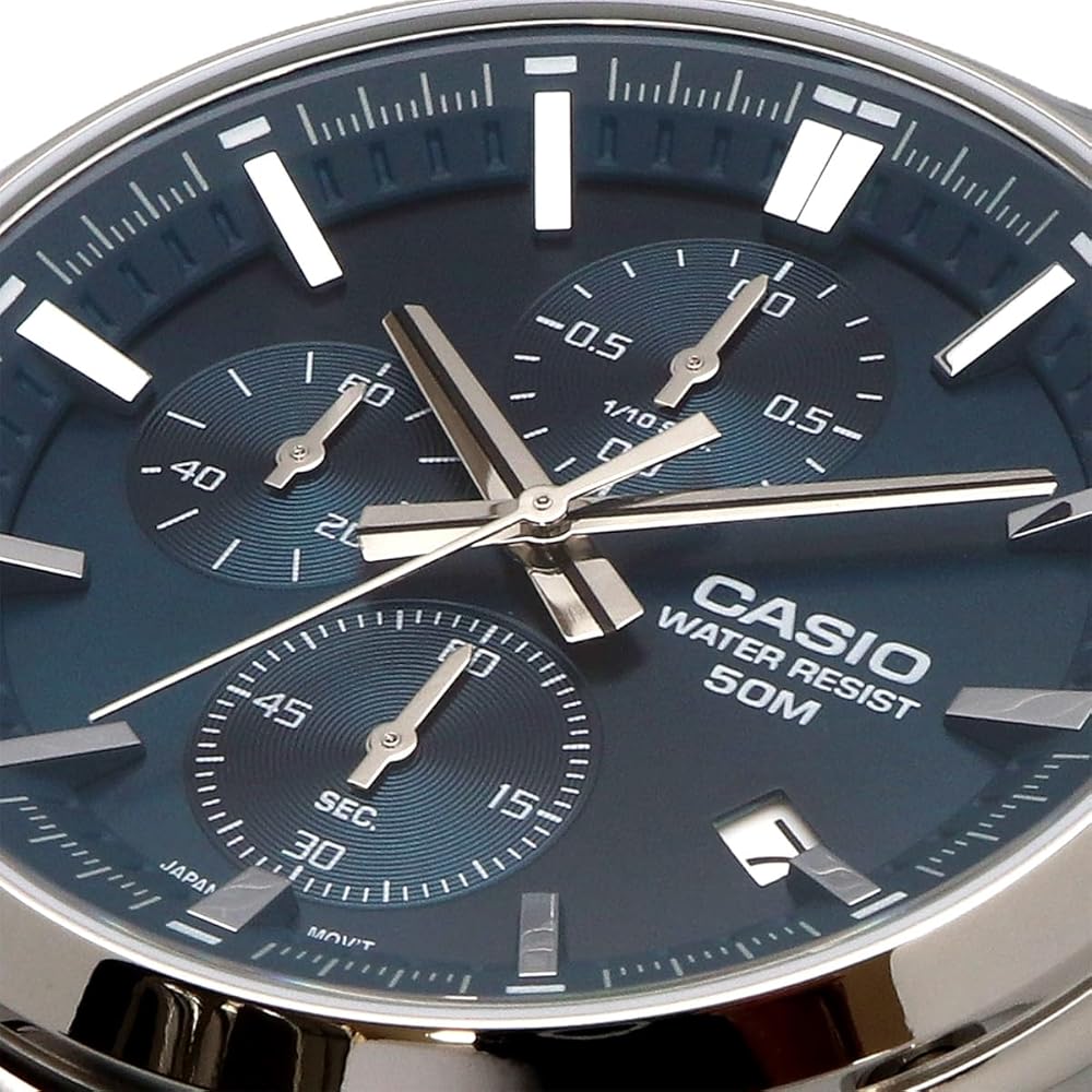 Casio Standard Men's Quartz Watch 1/10 Second Chronograph Blue MTP-E510D-2A2V