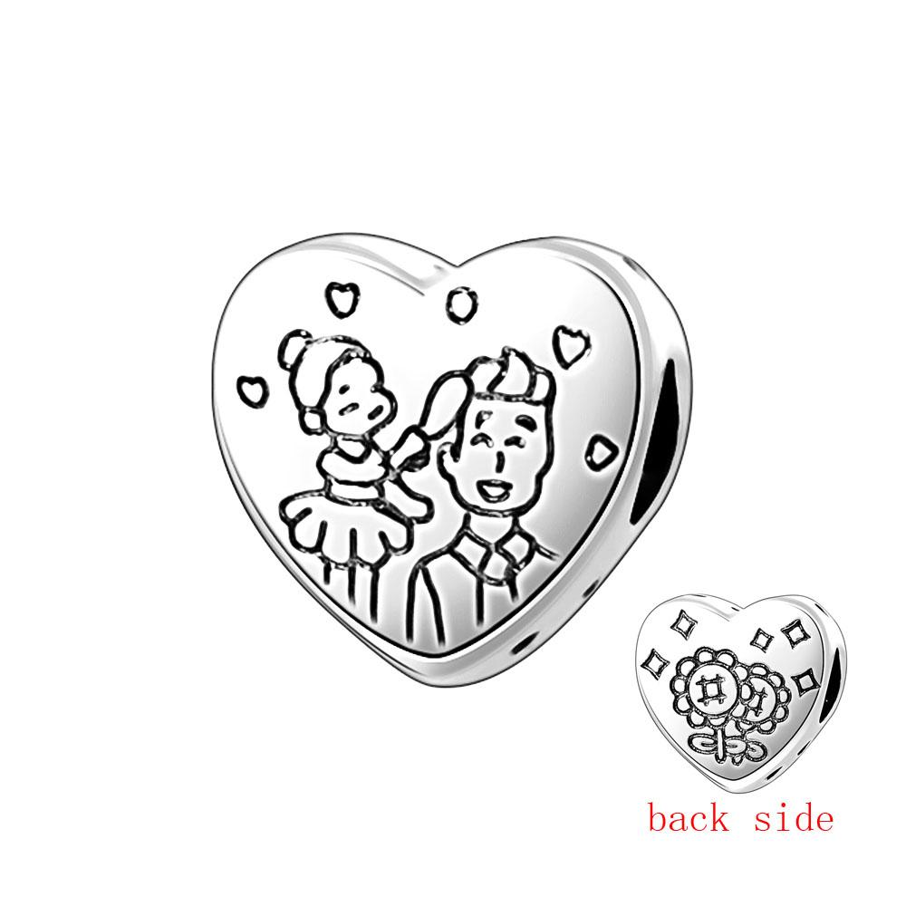 Оригинальный медный кулон-шарм в виде сердца любви для семьи, звезда, торт, бутылка вина, бусина, подходит для браслета, женские украшения DIY, подарок