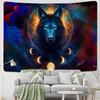 Лунный Волк Гобелен Настенная Картина Маслом Колдовство Психоделическое Животное Тапиз Хиппи Спальня Домашний Декор