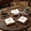 Wooden Metal Napkin Holder Light Luxury Tissue Storage Box Tabletop Tissue Rack  Restaurant
