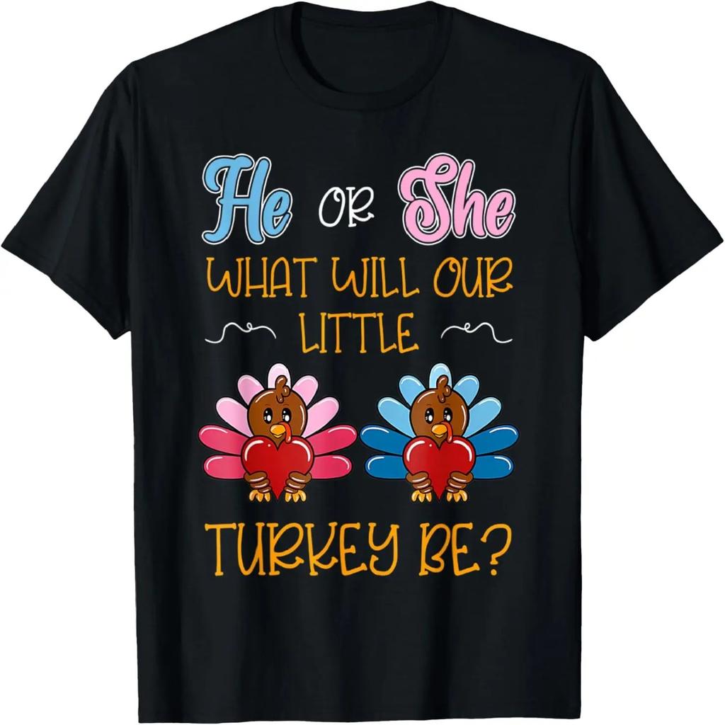 He Or She What Will Our Little Turkey Be Thanksgiving T-Shirt