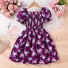 Girls Fashion Dress Summer Children's Floral Chiffon Dress Little Girls Super Fairy Princess Dress