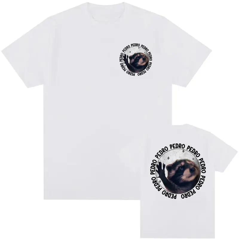 Смешной Енот Педро Танцующий Мем Футболка Мужская Женская Винтажная Мультяшная Y2k Уличная Футболка Мужская 100% Хлопок Круглый Вырез Футболка Топы