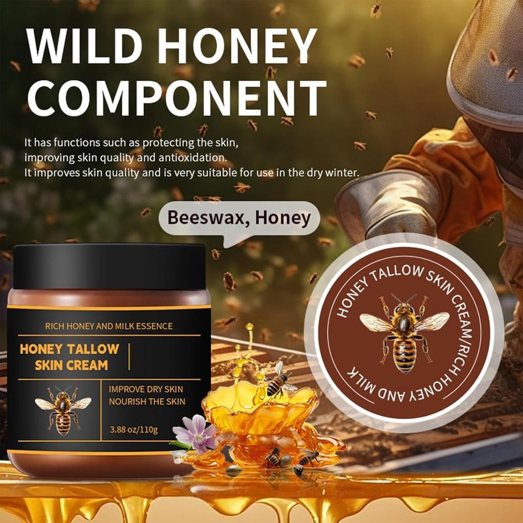 Органический взбитый талловый увлажняющий крем для лица с медом и пчелиным воском для глубокого питания