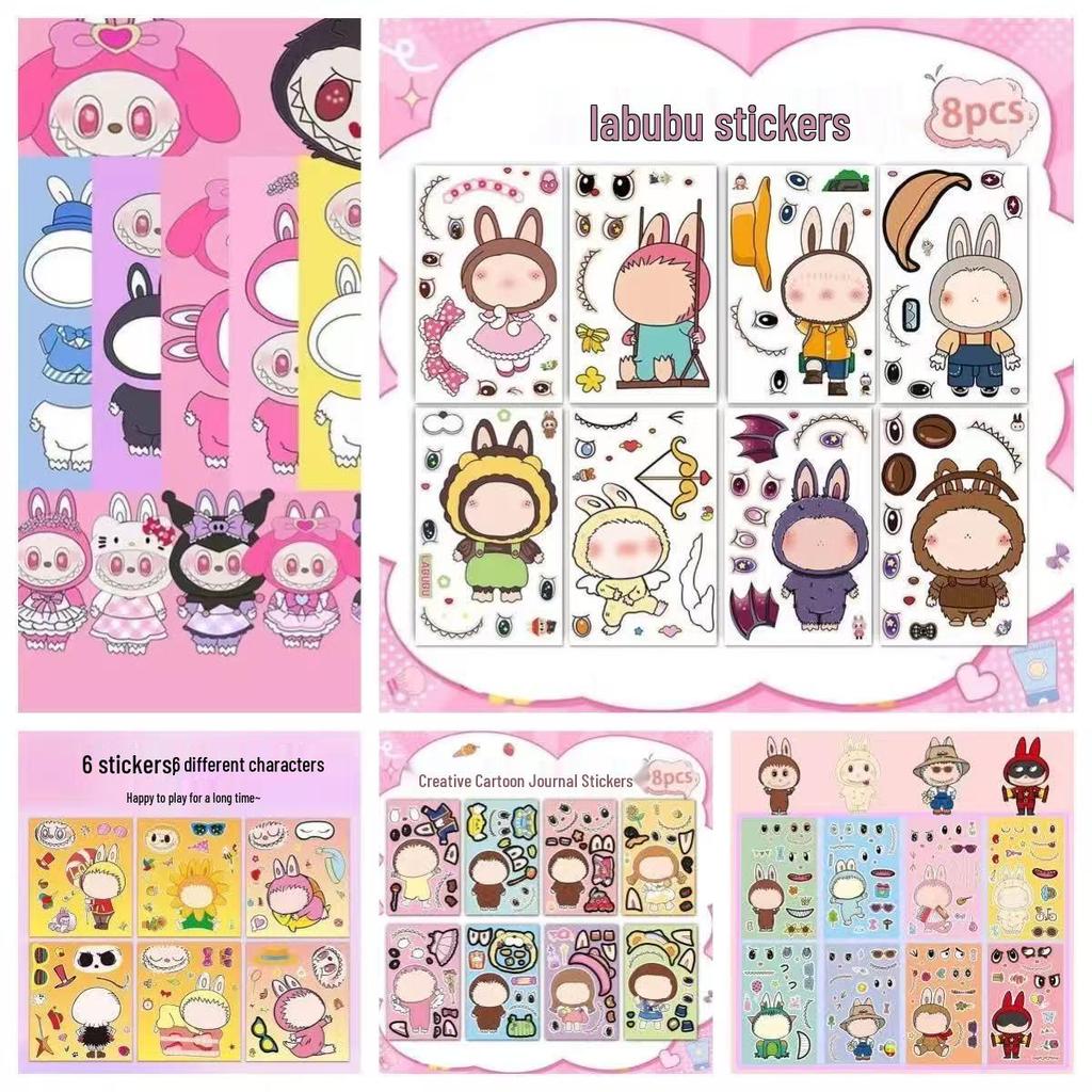 Rhythm Box Cartoon Dress-Up Sticker Book: Children's DIY Educational Notebook with Handmade Stickers for Girls