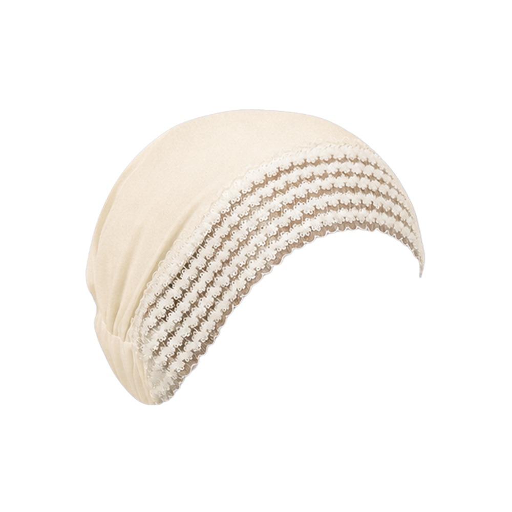 Full Coverage Headwrap Cap Lace Flower Lace Trim Hat Fashion Head Wrap Cap Women Headwear