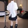 Женская белая рубашка больших размеров с V-образным вырезом и длинным рукавом, осенняя