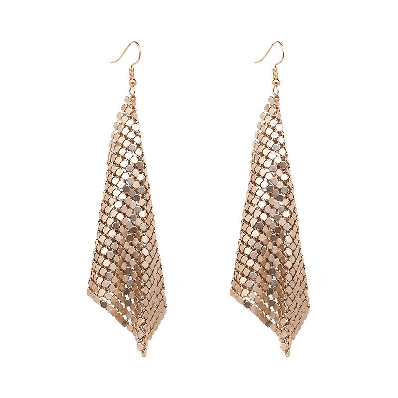 Fashion Earrings Metal Sequins Tassel Earrings Creative Square Geometric Long Earrings