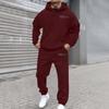 Men's And Women's Street Velvet Hooded Printed Sweatshirt Hoodie Trousers Suit