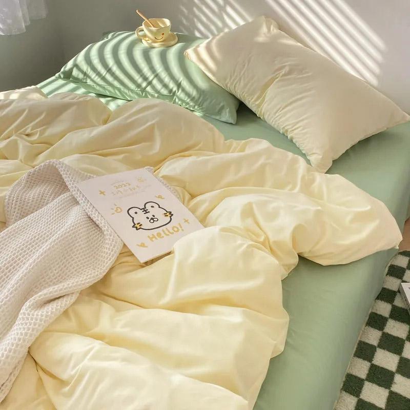 4 шт./комплект, простые однотонные простыни и пододеяльники разных цветов, комплект постельного белья Ins для студенческого общежития, покрывало на кровать 1,2 м, наволочки, комплект из 3 предметов